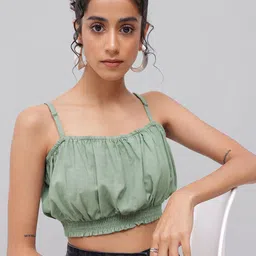 DressBerry Groove Vibe Smocked Waist Crop Top-image-54