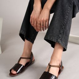 Bella Rosa Women Leather Peep Toe Open Toe Flats-image-95