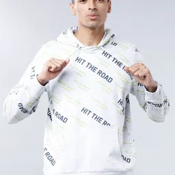 LOCOMOTIVE Men Grey & Black Printed Hooded Sweatshirt-picture-18