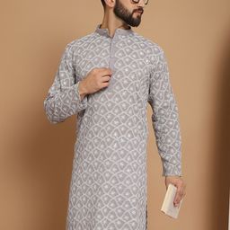 Anouk Men Lavender Thread Work Kurta-picture-19