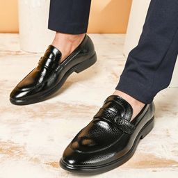 HERE&NOW Men Textured Formal Loafers-image-25