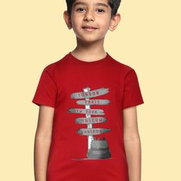 BRATMA Kids Red Pure Cotton Printed T-shirt-image-35