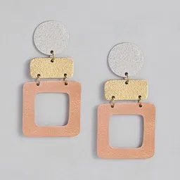 AITIHYA Gold-Plated Geometric Drop Earrings-image-26