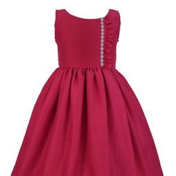 BAESD Girls Sleeveless Ruffles Detail Chinnon Silk Fit & Flare Dress-picture-5
