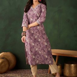 Vastramyaa Women Floral Printed Thread Work Kurta-image-22