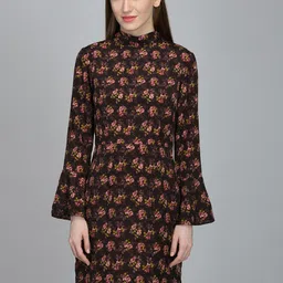 DODO & MOA Women Brown Printed Fit and Flare Dress-picture-29