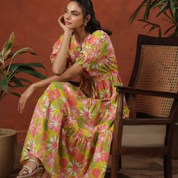 anayna Women Tiered Cotton Maxi Ethnic Dress-image-35