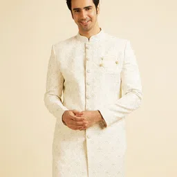 Manyavar Sequin Work & Stone Work Sherwani Set-image-25