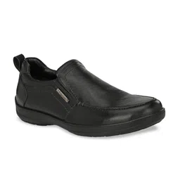 Alleviater Men Black Solid Leather Loafers-image-4