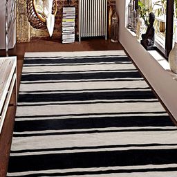 Saral Home Black & White Striped Anti-Skid Dhurrie-image-9