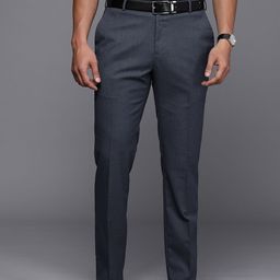 Raymond Men Textured Slim Fit Mid-Rise Formal Trousers-image-92