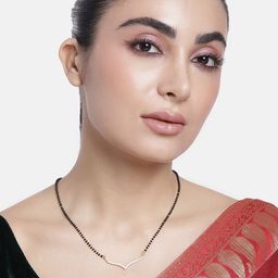 ABDESIGNS Gold-Plated American Diamond & Beaded Mangalsutra-image-45