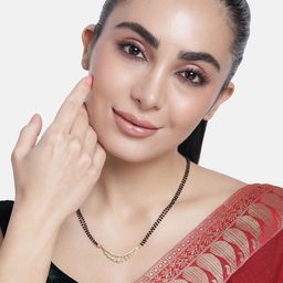 ABDESIGNS Gold-Plated American Diamond & Beaded Mangalsutra-40