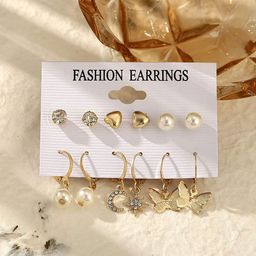Shining Diva Fashion Combo Set Of 6 Gold-Toned Earrings-3