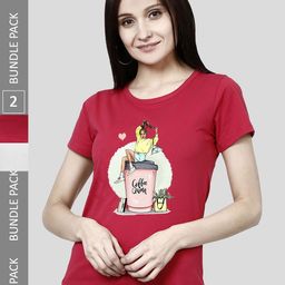 CHOZI Pack Of 2 Printed Bio Finish Running Cotton T-shirt-image-88