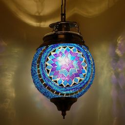 Homesake Blue Textured Turkish Moroccan Mosaic Hanging Light-40