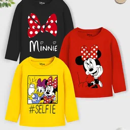 YK Disney Girls Pack of 3 Printed Cotton T-shirt-image-54