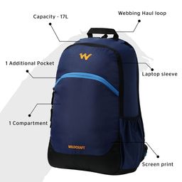 Wildcraft Unisex Blue Backpack 1 Solid Backpack image 3