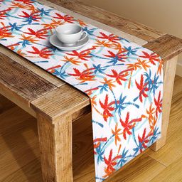 Alina decor White & Orange Floral Printed Table Runner-46