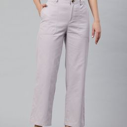 Popnetic Women High-Rise Pure Cotton Trousers-image-82