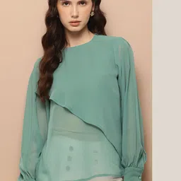 her by invictus Layered Semi Sheer Top-image-83