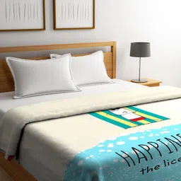 Portico New York Blue & Off-White Abstract AC Room 210 GSM Double Bed Blanket-image-23