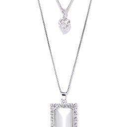 Shining Diva Fashion Silver-Toned Stone-Studded Layered Necklace-image-86