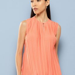Chemistry Accordion Pleats Keyhole Neck Top-image-55