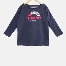 Tommy Hilfiger Girls Navy Blue Printed Pure Cotton Top-image-108