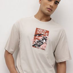 The Roadster Life Co. Graphic & Typography Print Drop-Sleeves Pure Cotton Relaxed T-shirt-picture-19
