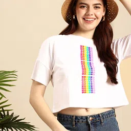 Mast & Harbour Typography Printed Drop-Shoulder Sleeves Pure Cotton T-shirt-picture-8
