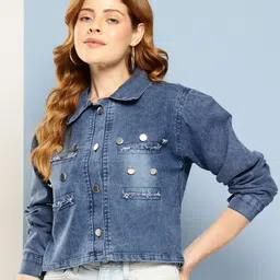 Aarika Women Washed Lightweight Crop Denim Jacket-picture-30