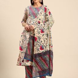 A&K Women Floral Embroidered Kurta with Trousers & Dupatta-picture-15