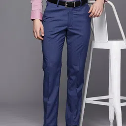 Louis Philippe Men Textured Slim Fit Formal Trousers-21