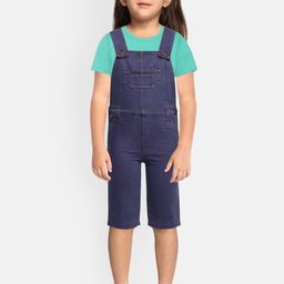 Eimoie Girls Navy Blue Solid Denim Dungaree-47