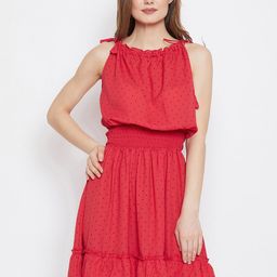 PANIT Women Red Printed Blouson Dress-image-78