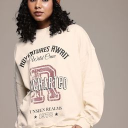The Roadster Life Co. Typography Printed Washed Effect Pure Cotton Sweatshirt-image-101