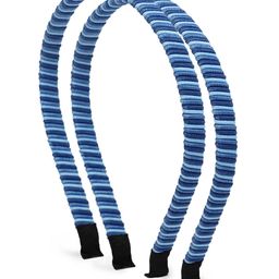 LAIDA Girls Set of 2 Blue Striped Hairbands-46