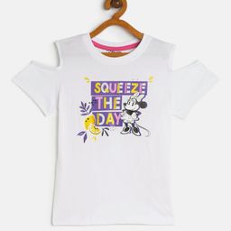 Disney By Miss and Chief Girls White Minnie Mouse Printed Pure Cotton T-shirt-image-11
