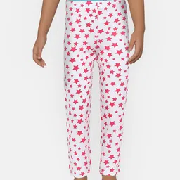 SINI MINI Girls White & Pink Printed Lounge Pants-image-91