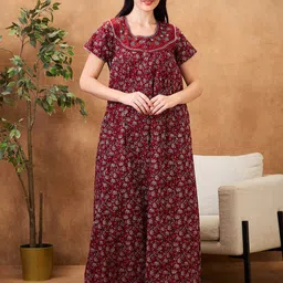 AV2 Printed Maternity Pure Cotton Maxi Nightdress-image-52