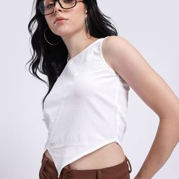 glitchez Sweet Serenity Textured Asymmetric Crop Top-image-14