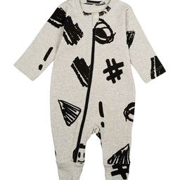 Nino Bambino Infant Kids Grey & Black Printed Organic Cotton Rompers-image-97