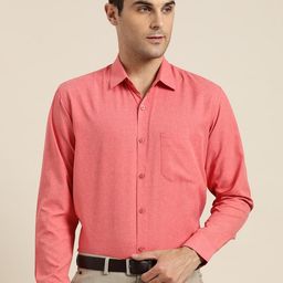 SOJANYA Men Coral Pink Cotton Classic Regular Fit Solid Formal Shirt-image-16