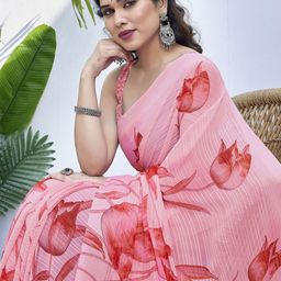 KALINI Floral Printed Saree With Blouse Piece-image-87