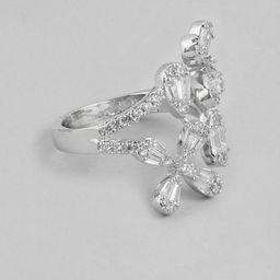 DressBerry Stone Studed Floral-Shaped Finger Ring-image-14