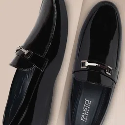 FAUSTO Men Black Solid Formal Loafer-image-39