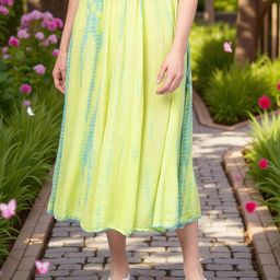Pannkh Women Yellow & Blue Tie & Dye Maxi Skirt-image-16