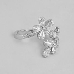 DressBerry Stone Studed Floral-Shaped Finger Ring-image-12