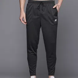 New Balance Men Brand Logo Detail Mid-Rise Training Track Pants with Side Slits-image-83